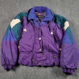 Vintage Edelweiss Ski Jacket Womens Small Purple Colorblock Insulated 90s